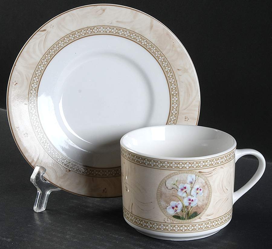 Orchid Flat Cup & Saucer Set by American Atelier-1