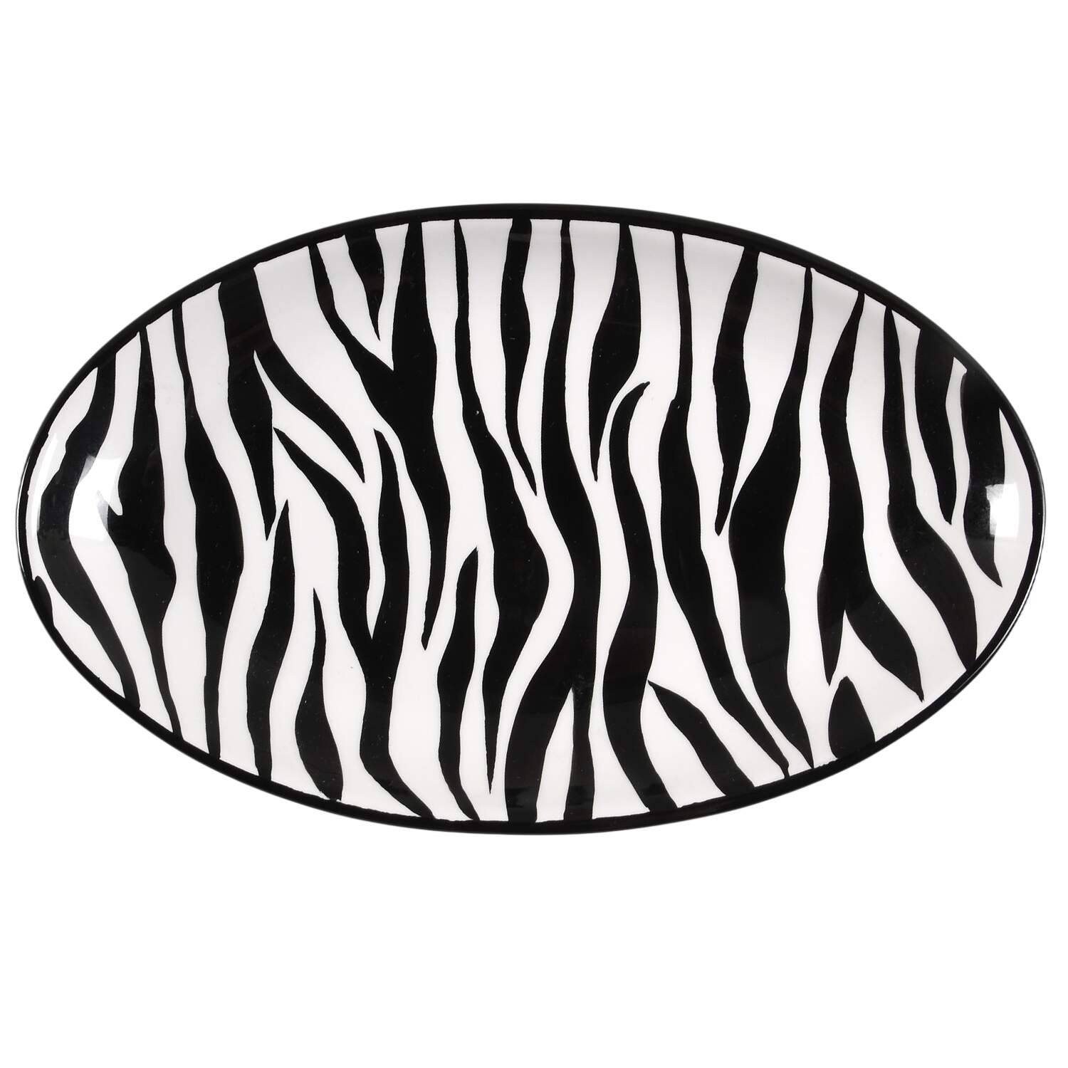 Serengeti Black and White 10" Oval Tray by American Atelier-1