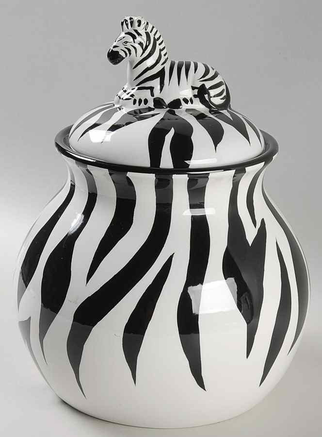 Serengeti Black and White Large Canister & Lid by American Atelier-1