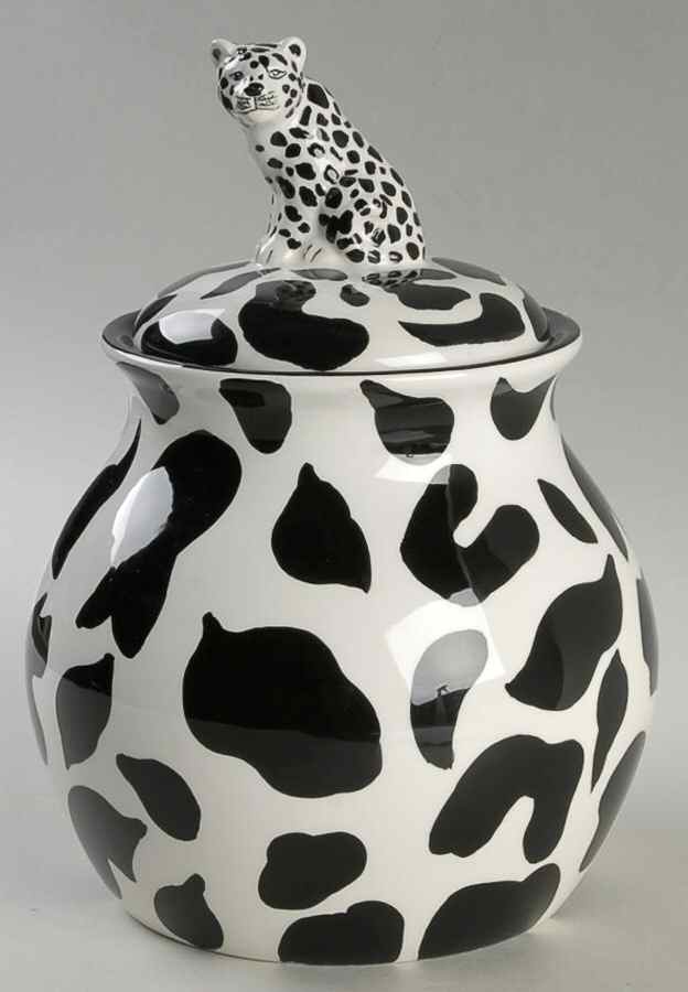 Serengeti Black and White Small Canister & Lid by American Atelier-1