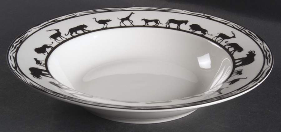 Serengeti Black and White Large Rim Soup Bowl by American Atelier-1