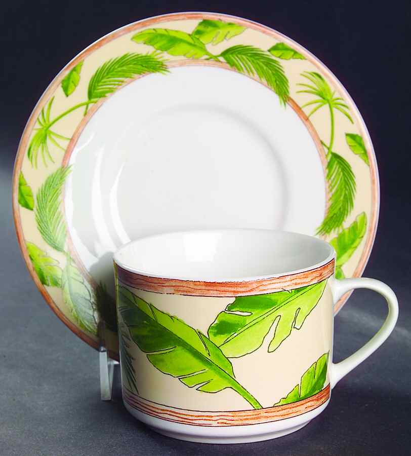 Three Monkeys Flat Cup & Saucer Set by American Atelier-1