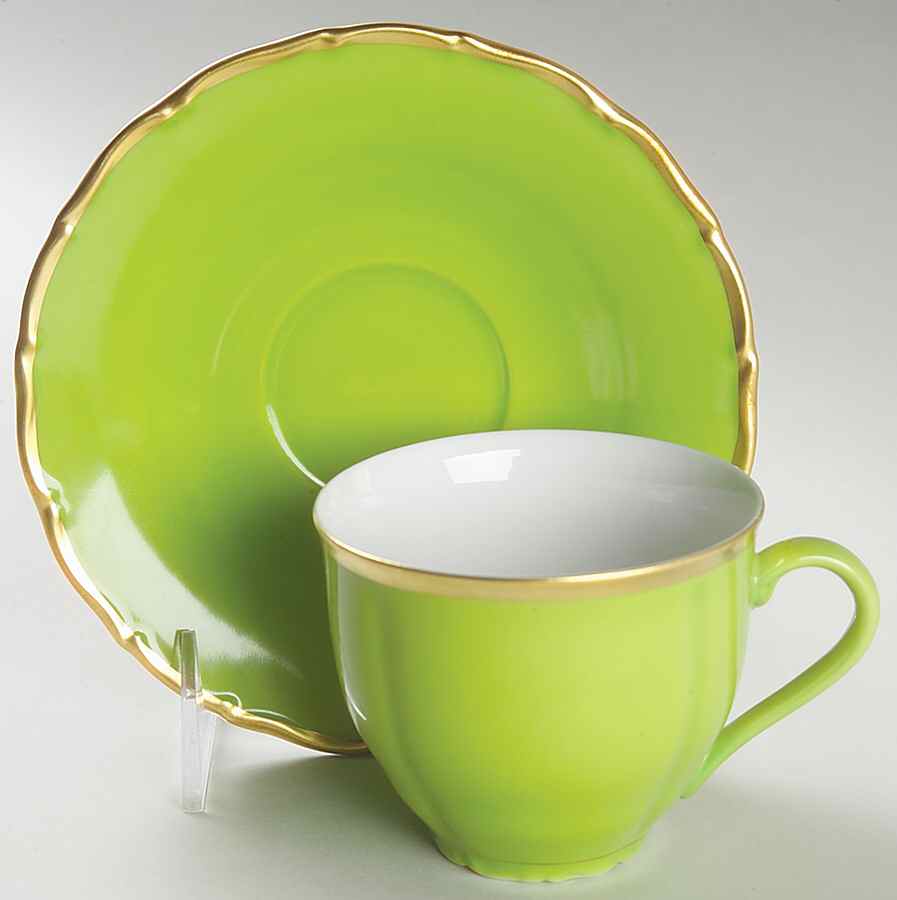 Colours Bright Green Flat Cup & Saucer Set by Anna Weatherley-1