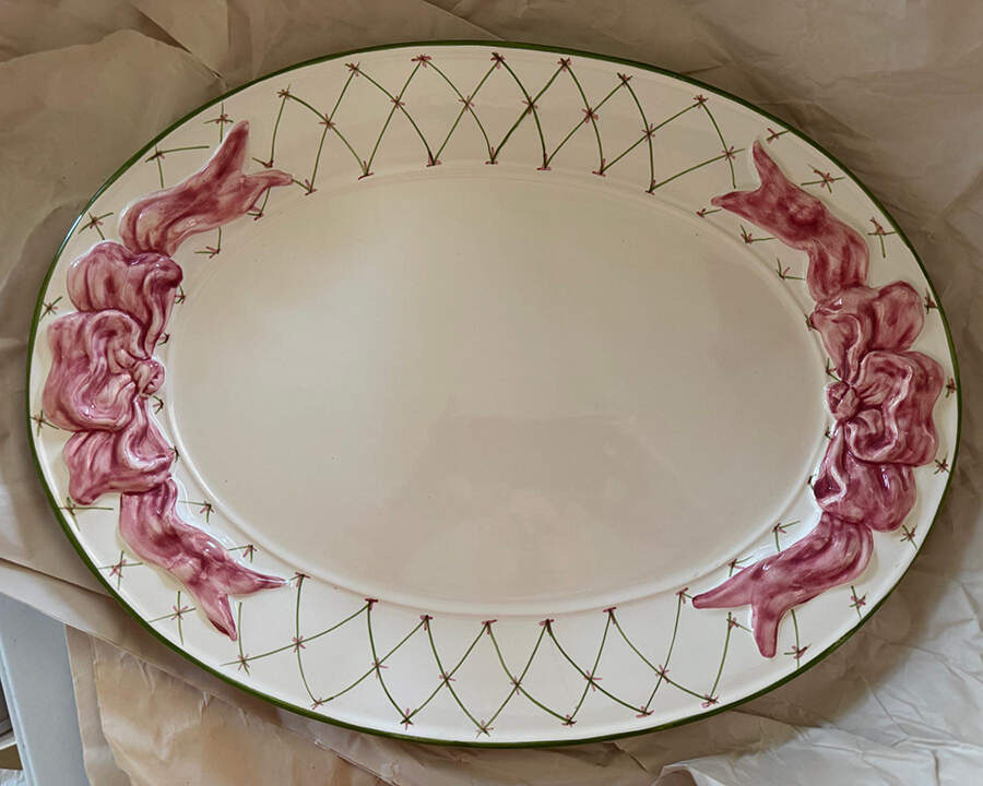 Ribbons N Bows 19" Oval Serving Platter by Alabaster Ceramics-1