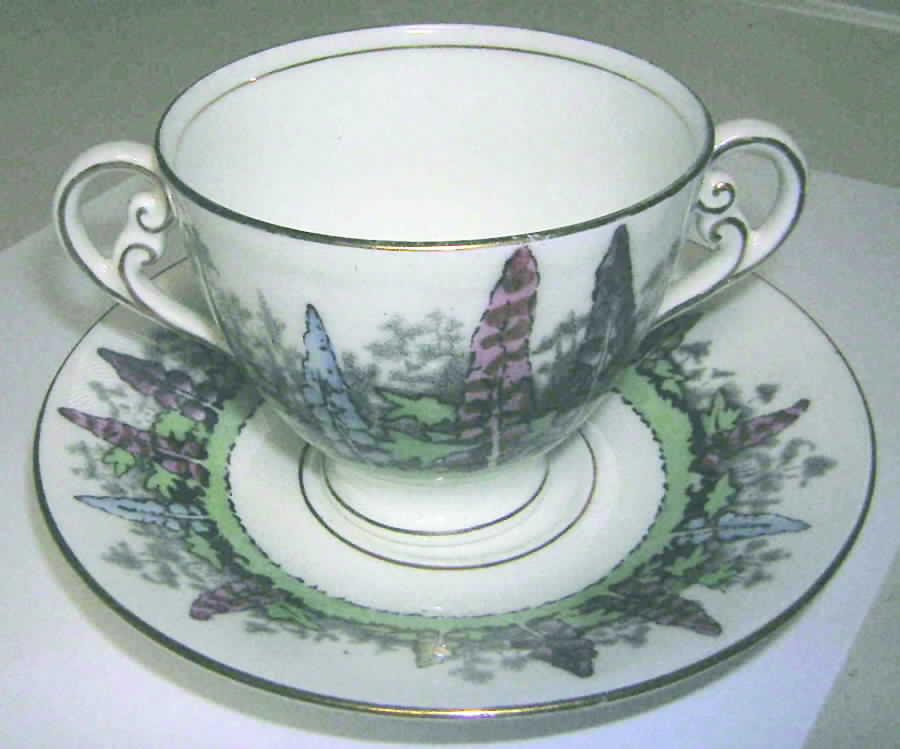 Alton (White Edge) Footed Bouillon Cup & Saucer by Adderley-1