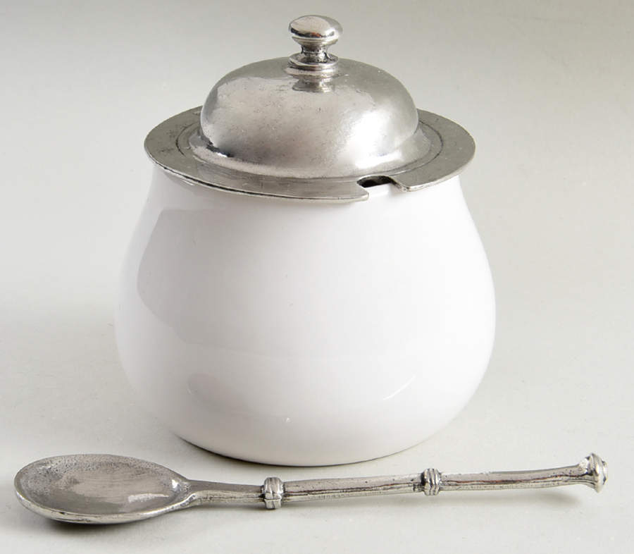 Tuscan Sugar Bowl with Metal Lid and Spoon by Arte Italica-1