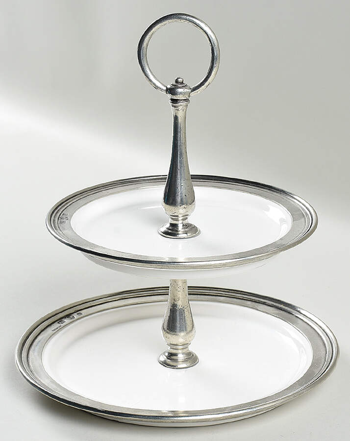 Tuscan 2-Tiered Serving Tray (Salad & Bread/Butter Plate) by Arte Italica-1