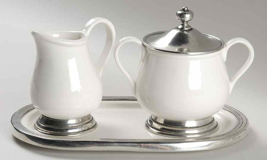 Tuscan Creamer & Sugar with Lid & Tray Set by Arte Italica-1