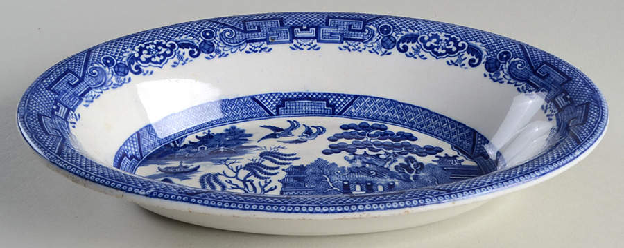 Willow Flow Blue 10" Oval Vegetable Bowl by Allerton's-1