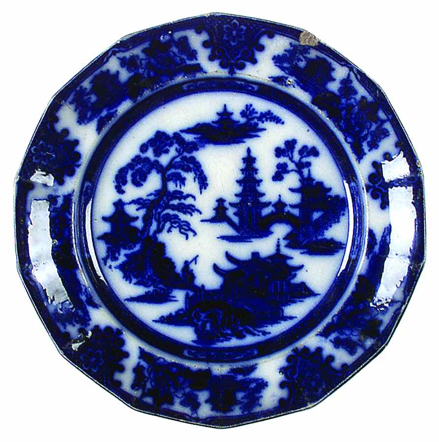 Tonquin (Flow Blue) Luncheon Plate by Adams China-1