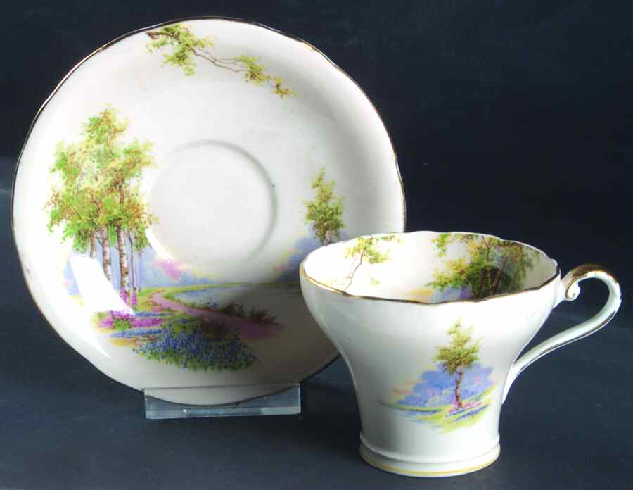 C493-3 Flat Cup & Saucer Set by John  Aynsley & Sons-1