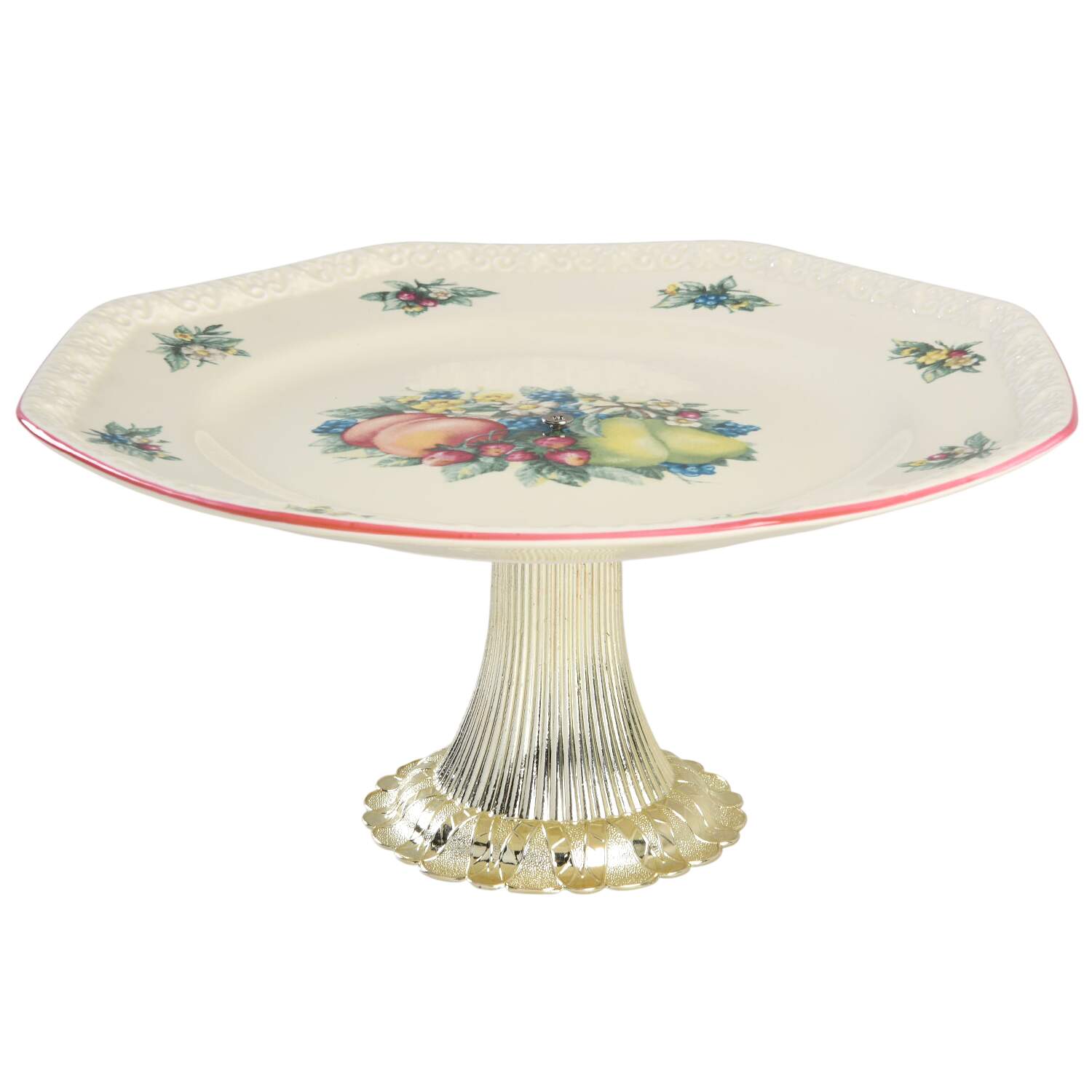 Sweet Country Harvest Cake Stand with 4"-5" Metal Pedestal  Hc by Avon-1