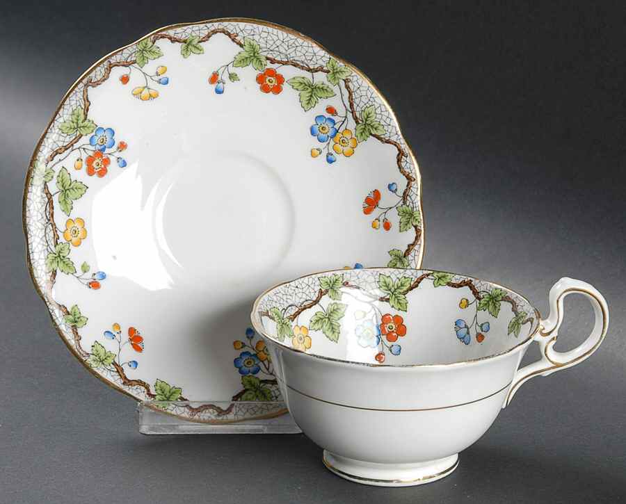 B466 Footed Cup & Saucer Set by John  Aynsley & Sons-1
