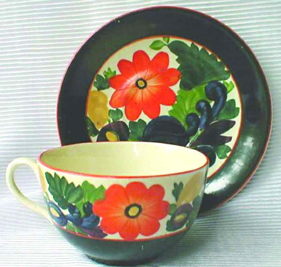 Cretonne Black Flat Cup & Saucer Set by Adams China-1