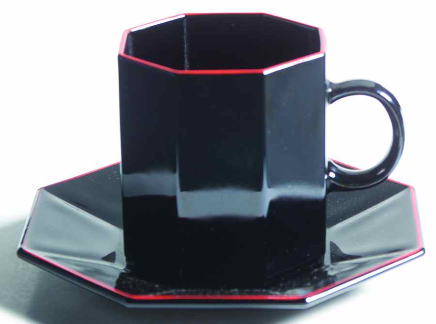 Shanghai (Red Trim) Flat Cup & Saucer Set by Arcoroc-1