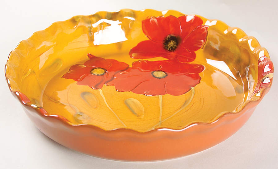 Fleur Rouge 10" Pie Baking Plate by Ambiance-1
