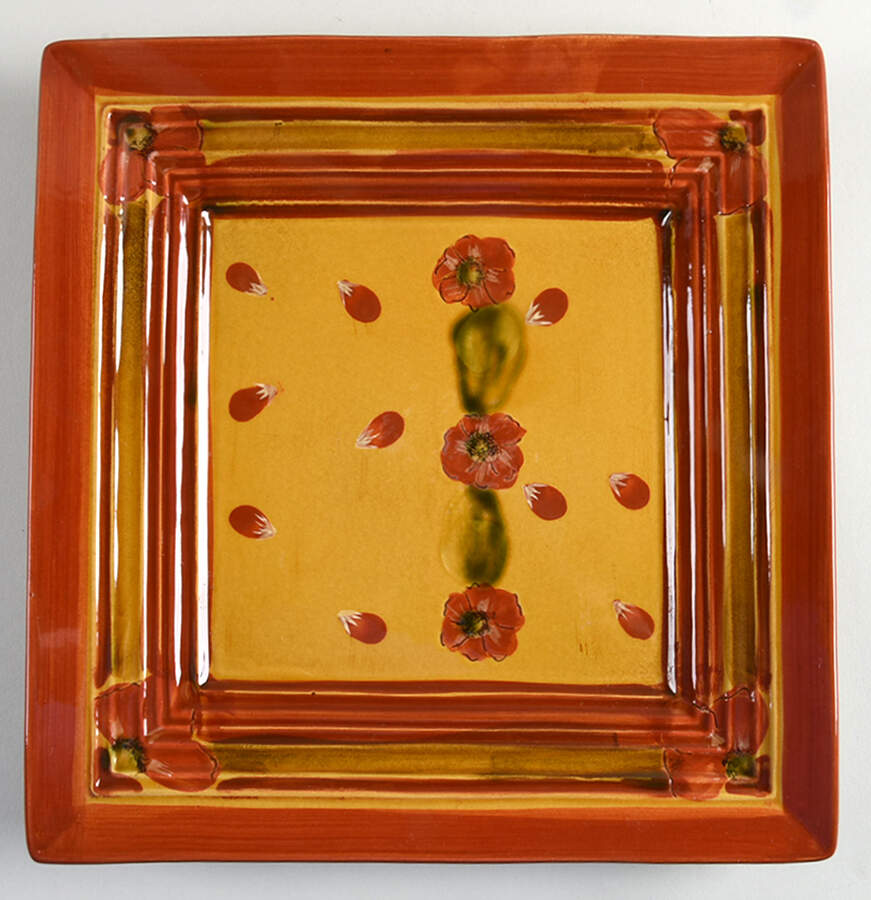 Fleur Rouge 12" Square Serving Platter by Ambiance-1