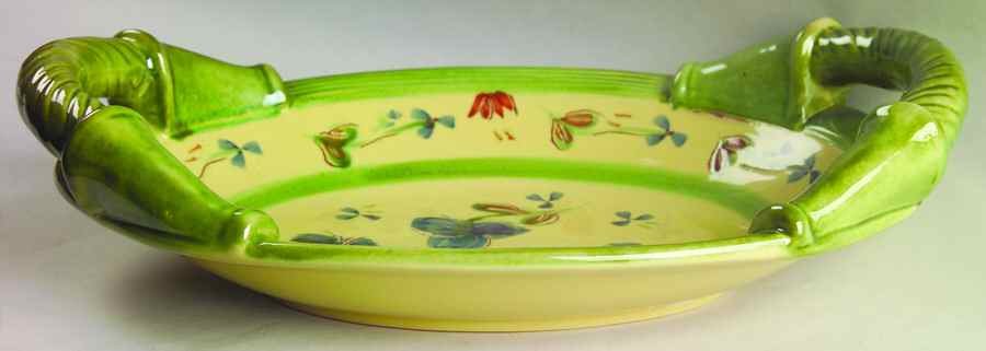 Guirlandes Bleues 14" Oval Handled Bowl by Ambiance-1
