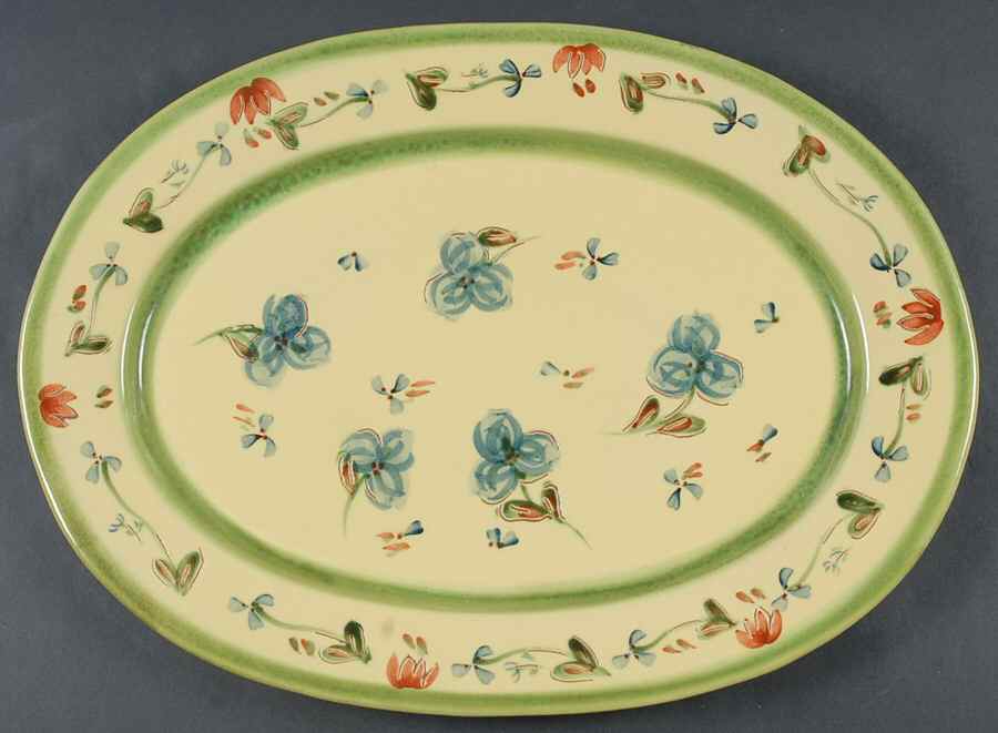 Guirlandes Bleues 18" Oval Serving Platter by Ambiance-1