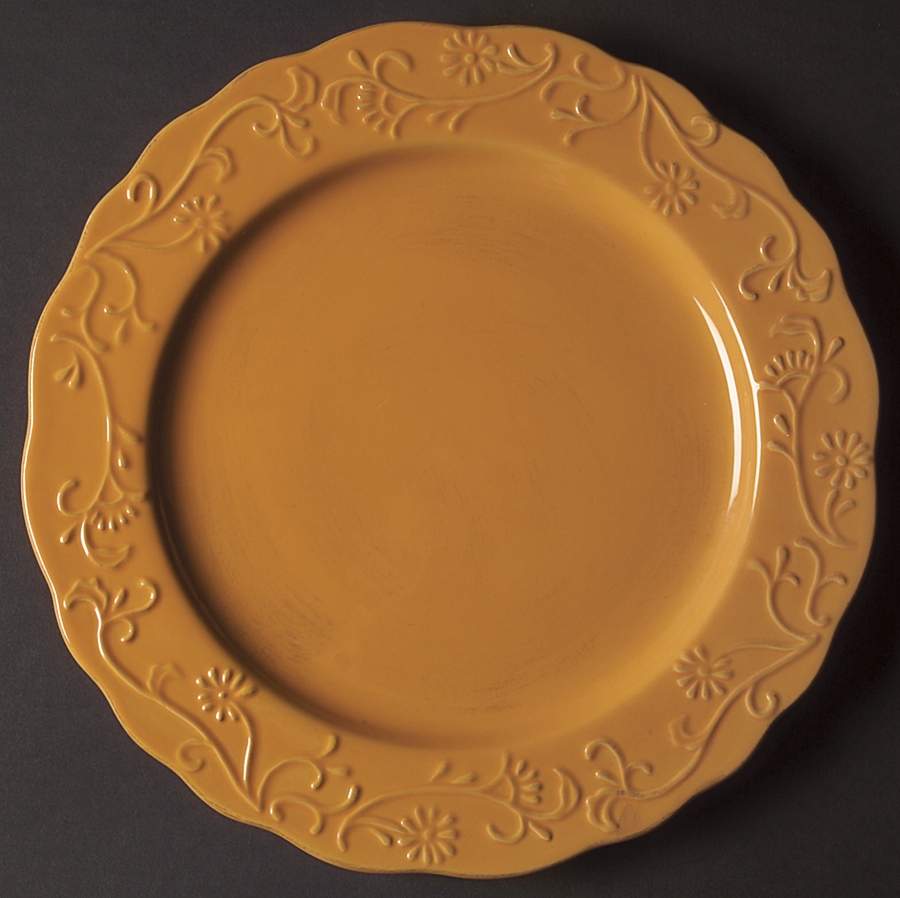 Petite Floral Orange Dinner Plate by 222 Fifth (PTS)-1