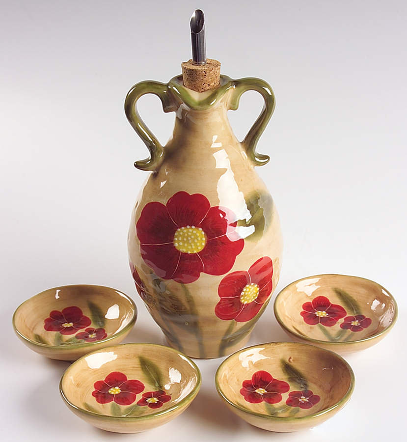 Fleur Rustique Oil Jar & Drizzler with 4 Dipping Bowls by Ambiance-1