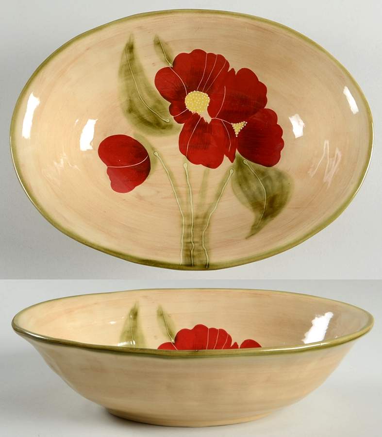 Fleur Rustique 11" Oval Vegetable Bowl by Ambiance-1