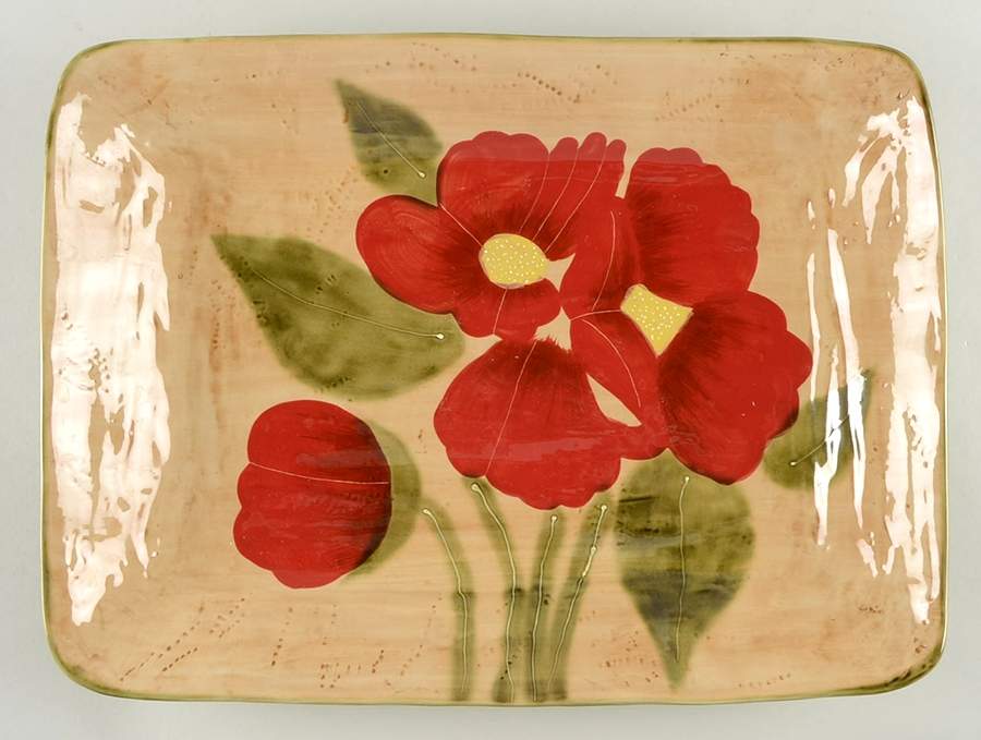Fleur Rustique 16" Rectangular Serving Platter by Ambiance-1