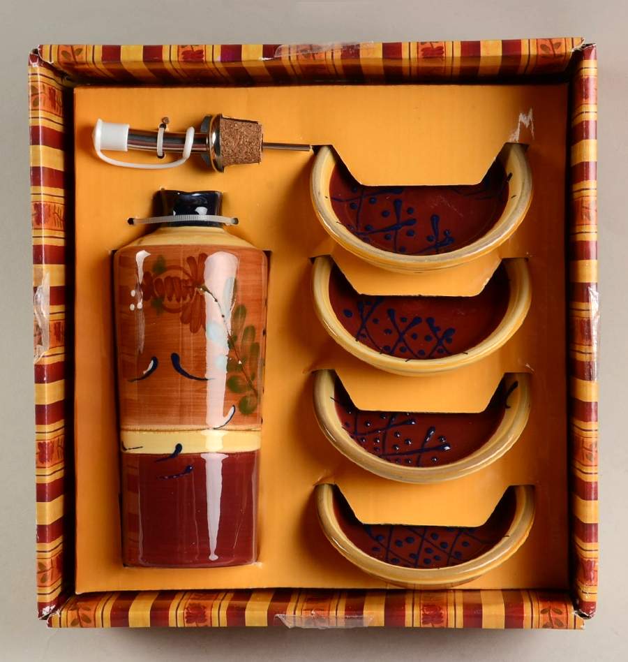 Romance Oil Jar & Drizzler with 4 Dipping Bowls by Ambiance-1