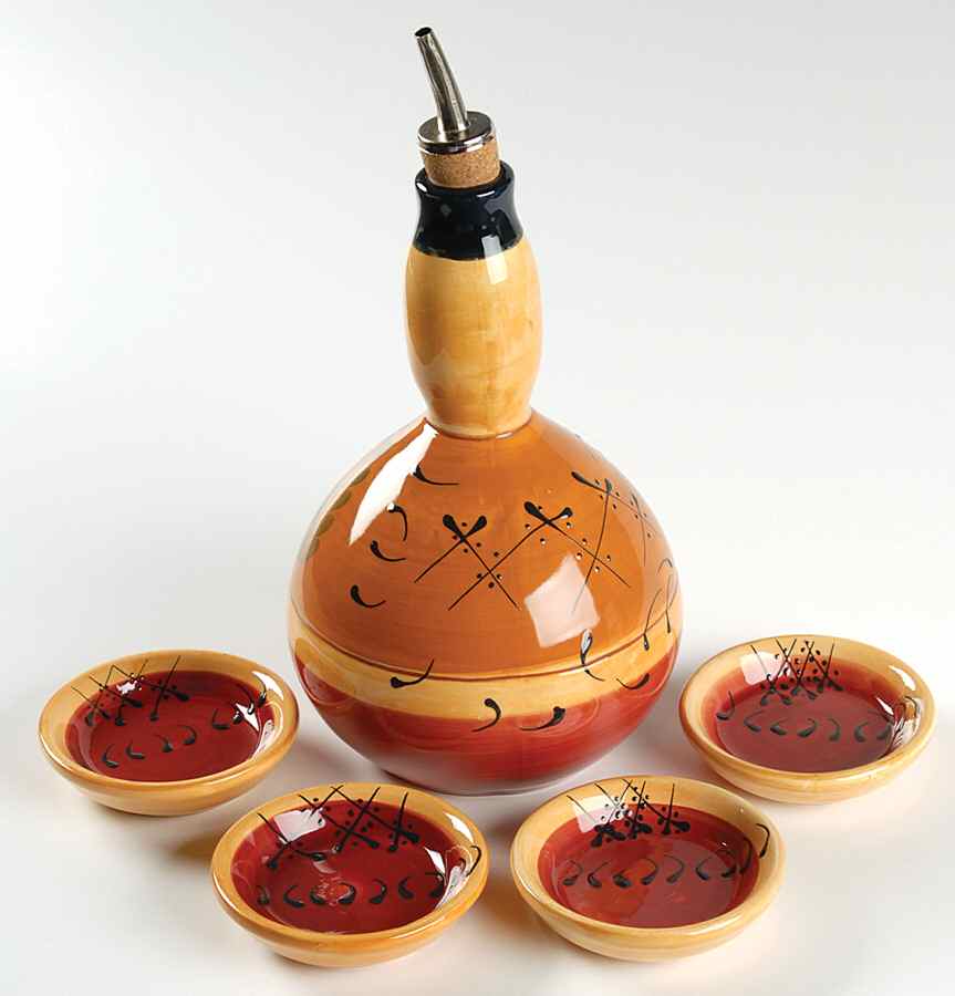 Romance Oil Jar & Drizzler with 4 Dipping Bowls by Ambiance-1