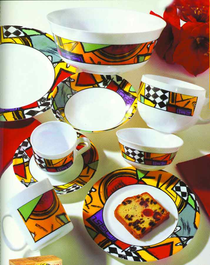 Patchwork Flat Cup & Saucer Set by Arcopal-1