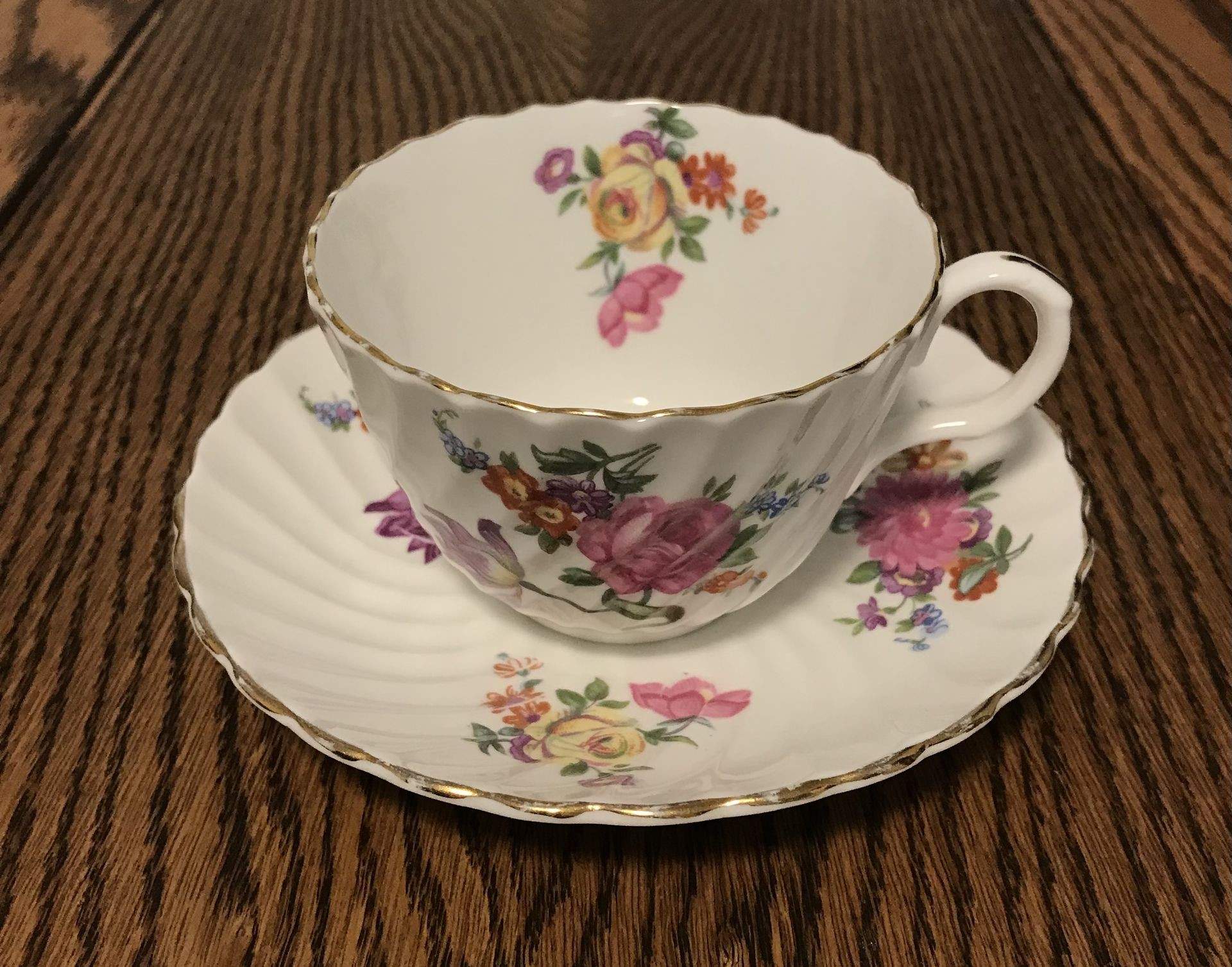 C202 Flat Cup & Saucer Set by John  Aynsley & Sons-1