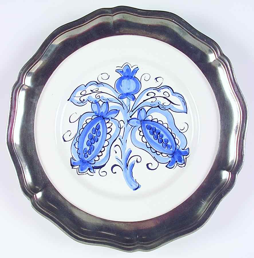 Veranda Blue Pewter Rim Dinner Plate by Arte Italica-1