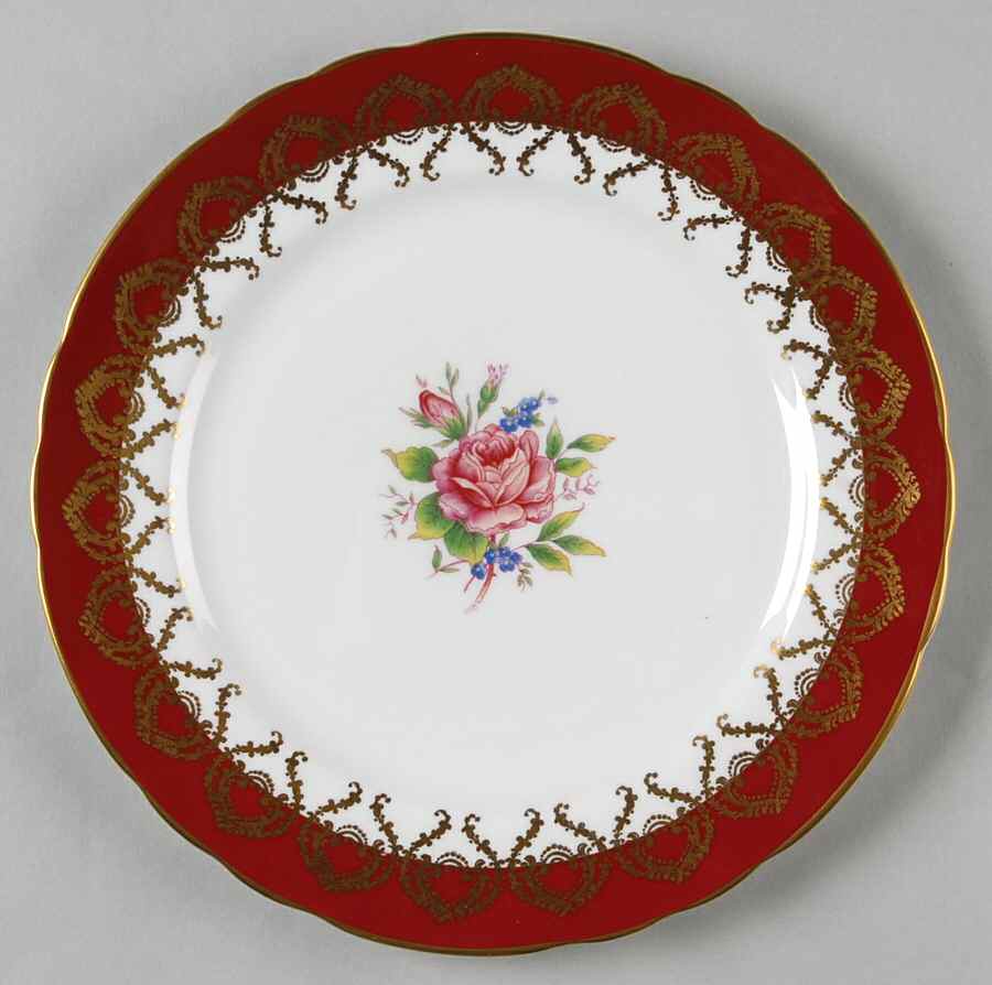 2146 Red (Scalloped) Salad Plate by John  Aynsley & Sons-1