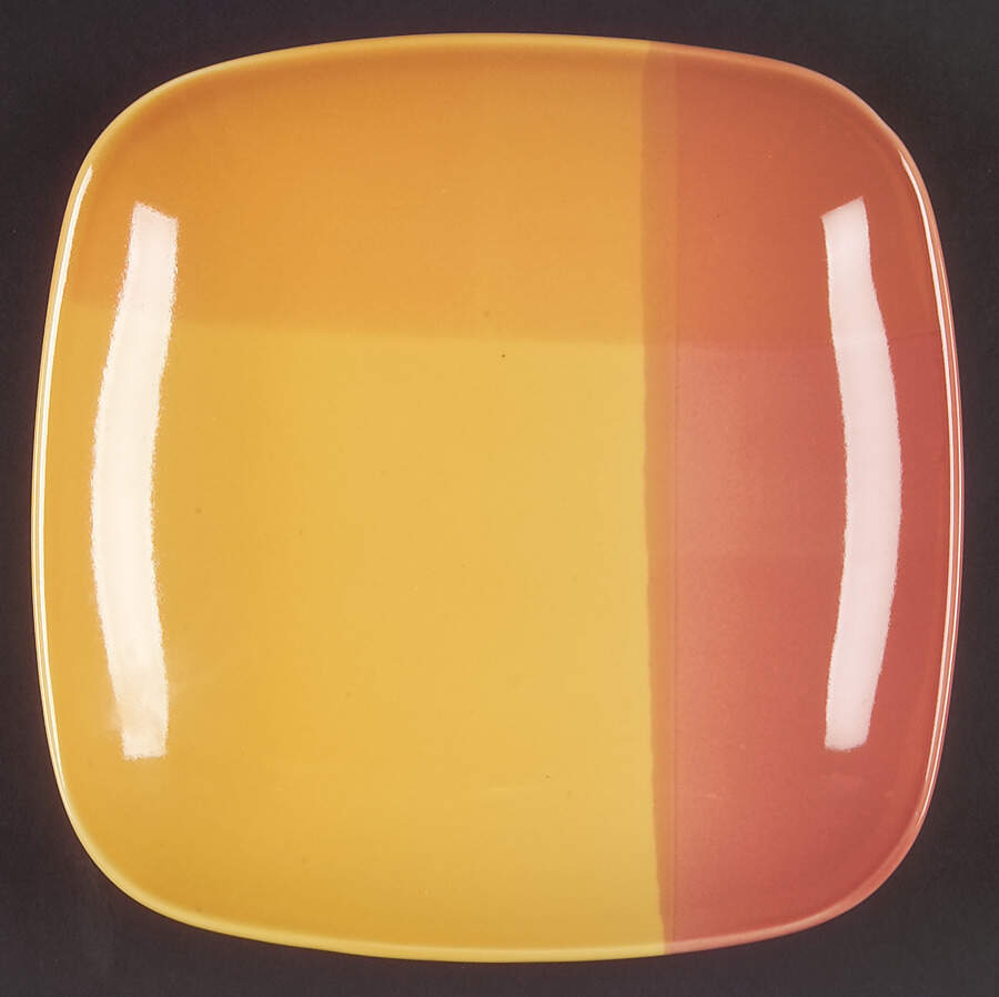 Color Blocks Red Yellow Salad Plate by 222 Fifth (PTS)-1