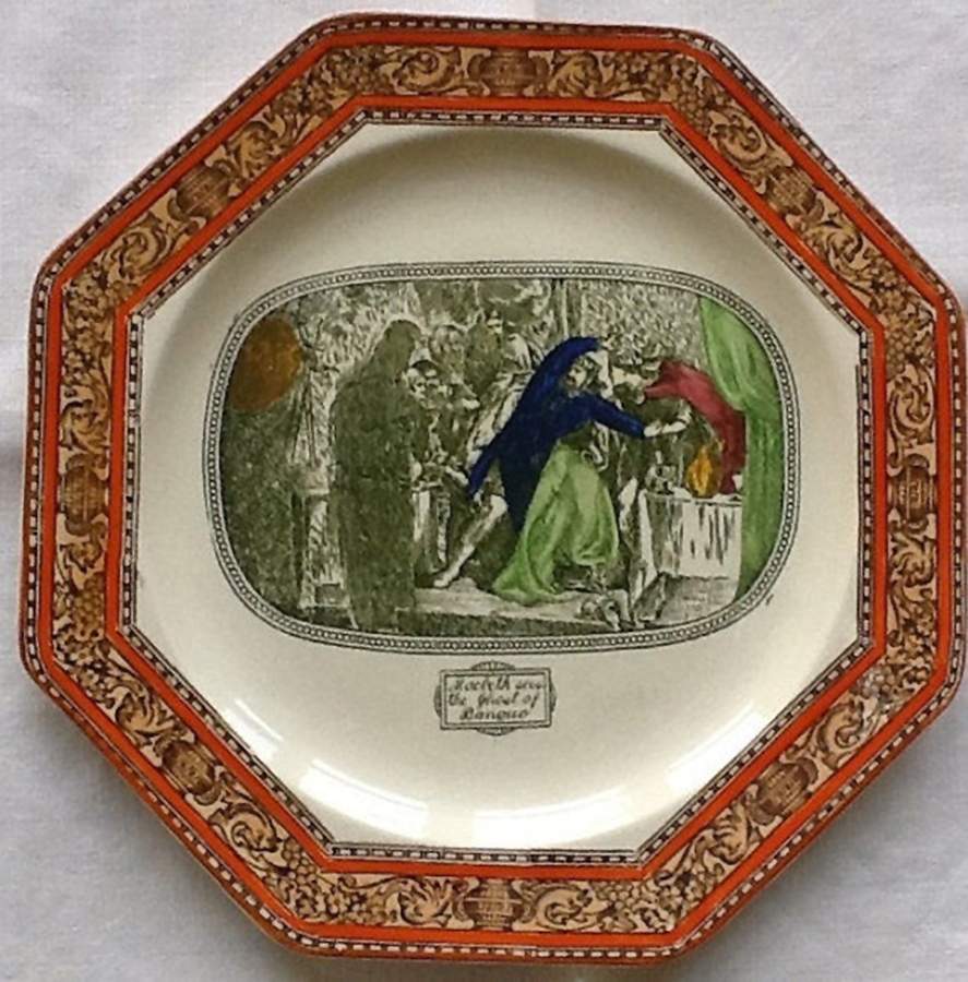 Shakspere (Orange Trim) Octagonal Salad Plate by Adams China-1