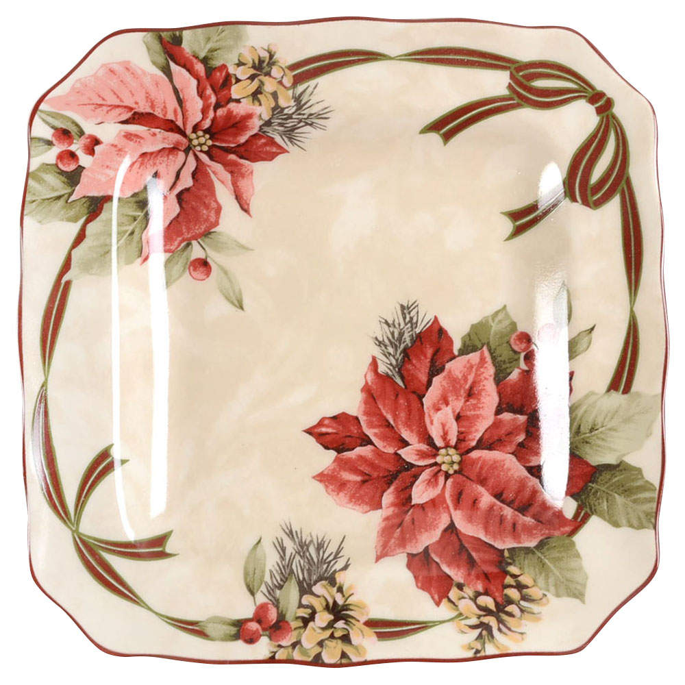 Yuletide Celebration Square Salad Plate by 222 Fifth (PTS)-1