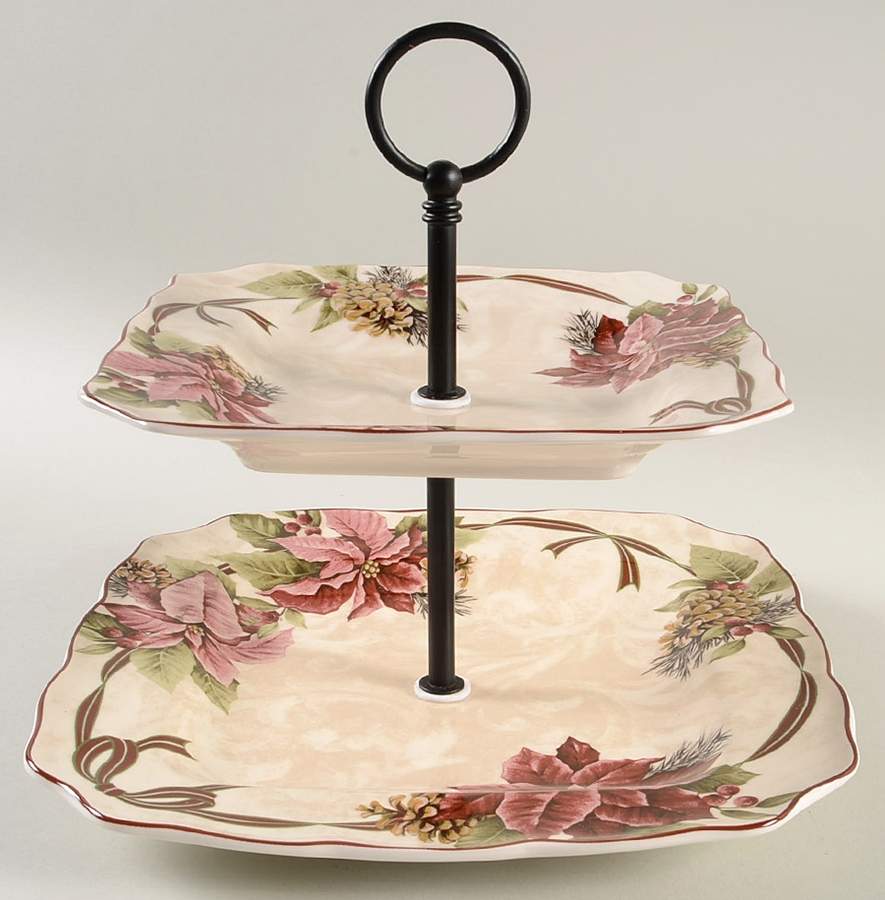 Yuletide Celebration 2 Tiered Serving Tray (DPSM1,SPSM1) by 222 Fifth (PTS)-1