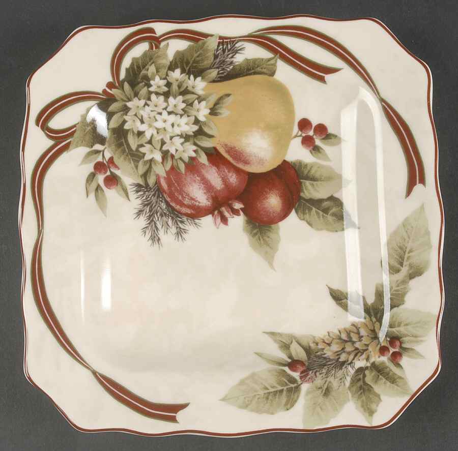 Yuletide Celebration Square Salad Plate by 222 Fifth (PTS)-1