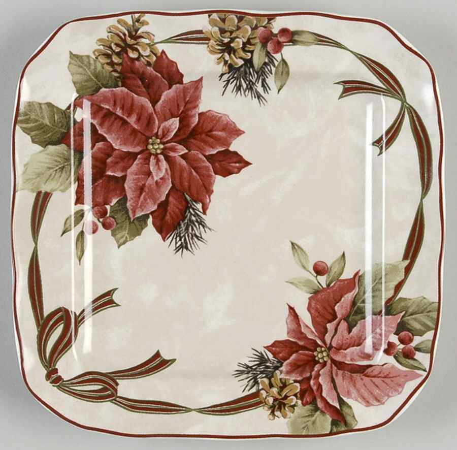Yuletide Celebration Square Appetizer Plate by 222 Fifth (PTS)-1