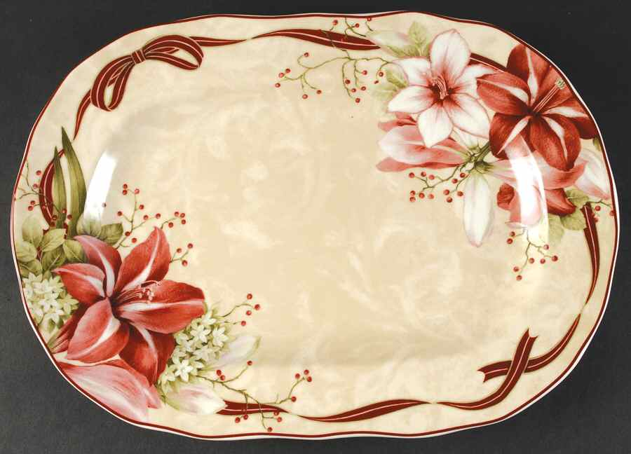 Yuletide Celebration 13" Oval Serving Platter by 222 Fifth (PTS)-1