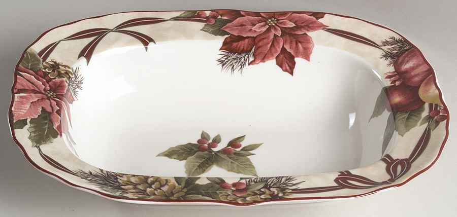 Yuletide Celebration 11" Oval Vegetable Bowl by 222 Fifth (PTS)-1