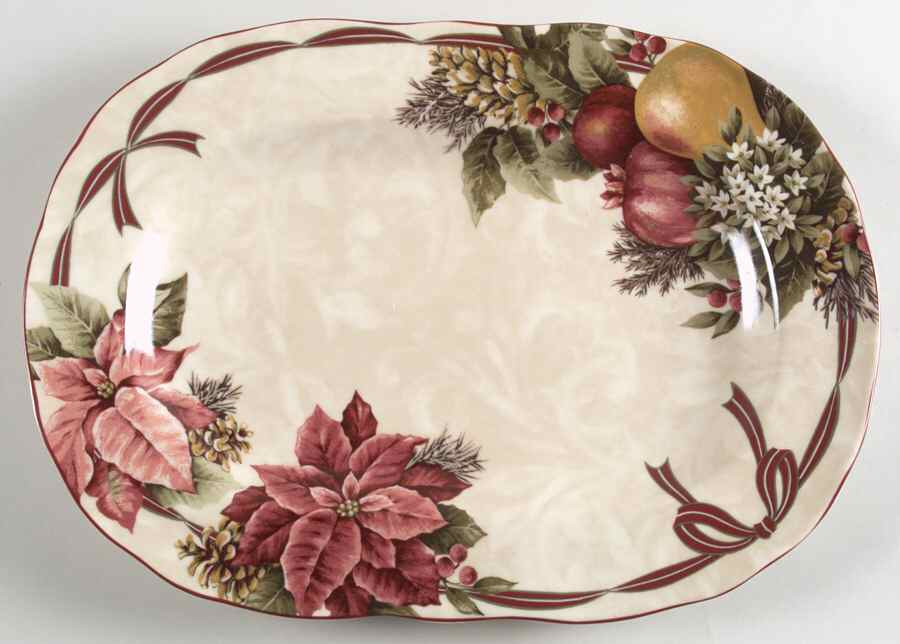Yuletide Celebration 13" Oval Serving Platter by 222 Fifth (PTS)-1
