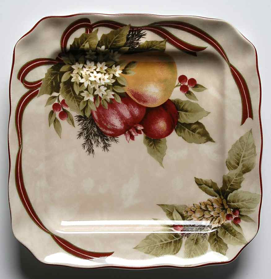 Yuletide Celebration Square Appetizer Plate by 222 Fifth (PTS)-1