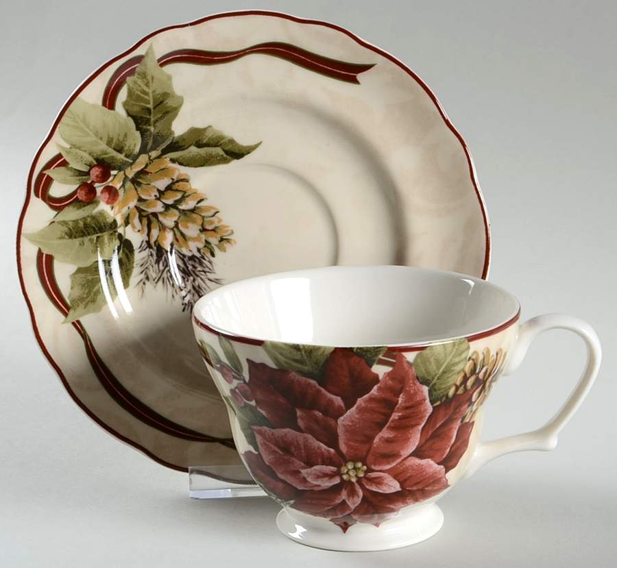 Yuletide Celebration Footed Cup & Saucer Set by 222 Fifth (PTS)-1