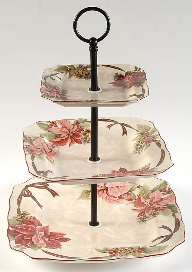 Yuletide Celebration 3 Tier Serving Tray (DPSM1,SPSM1,APPES1) by 222 Fifth (PTS)-1