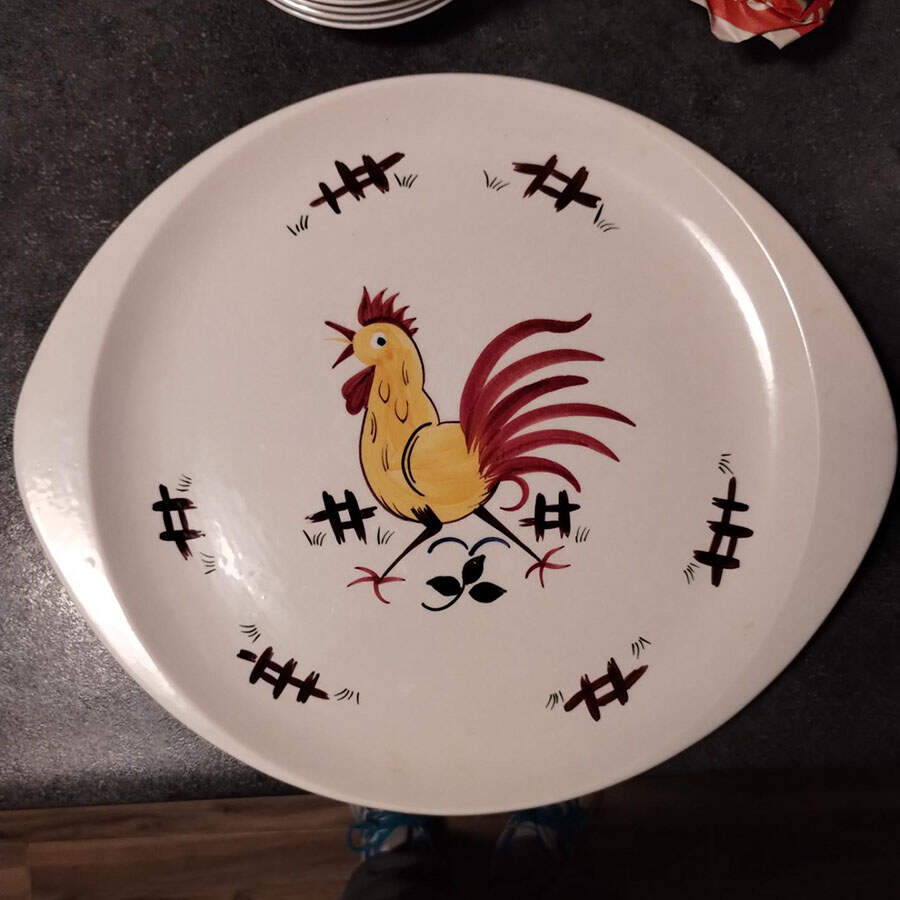 Fierce Cock 14" Oval Serving Platter by Adams China-1