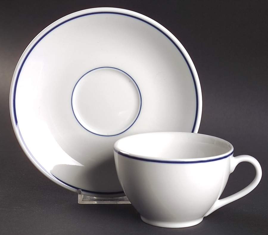 Tradition Blue Flat Cup & Saucer Set by Apilco-1