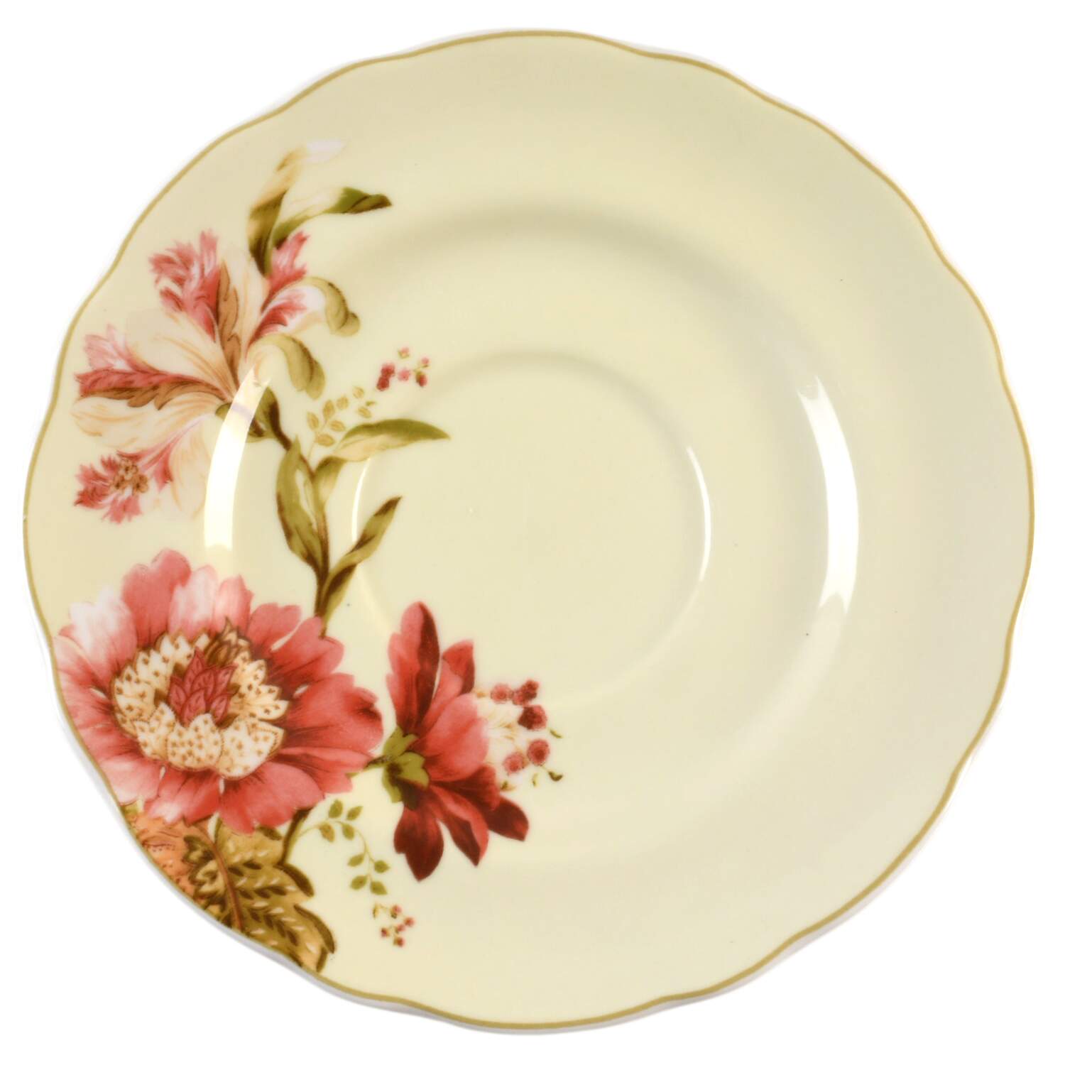 Summer Botanical Lutece Fleur Rouge Saucer by 222 Fifth (PTS)-1