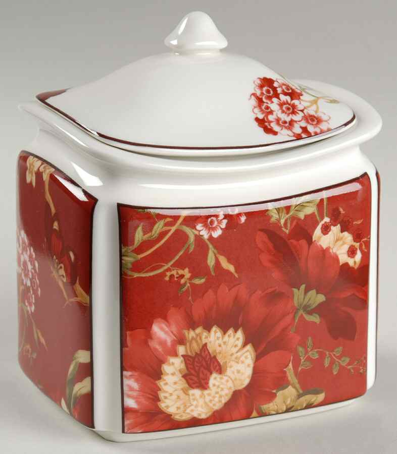 Summer Botanical Lutece Fleur Rouge Small Canister & Lid by 222 Fifth (PTS)-1