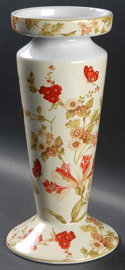 Summer Botanical Lutece Fleur Rouge Pillar Candleholder by 222 Fifth (PTS)-1